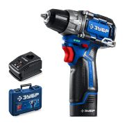ЗУБР КОМПАКТ #2, 12 В, 45 Н·м, 1 АКБ тип Т7 (2 А·ч), дрель-шуруповерт, BRUSHLESS, кейс, Профессионал (DB-121-21)