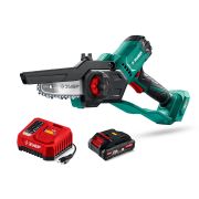 ЗУБР 20 В, 100 мм шина, 1 АКБ LMS (2 Ач), мини-пила цепная аккумуляторная (ПЦА-2010-21)